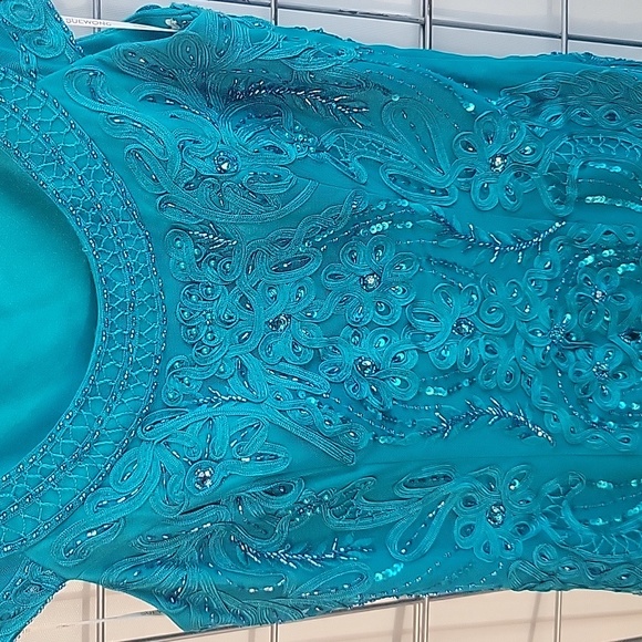 Sue Wong Nocturne Women's Dress Sequins and Beans Size 2 Teal Green 💚 - Picture 4 of 9